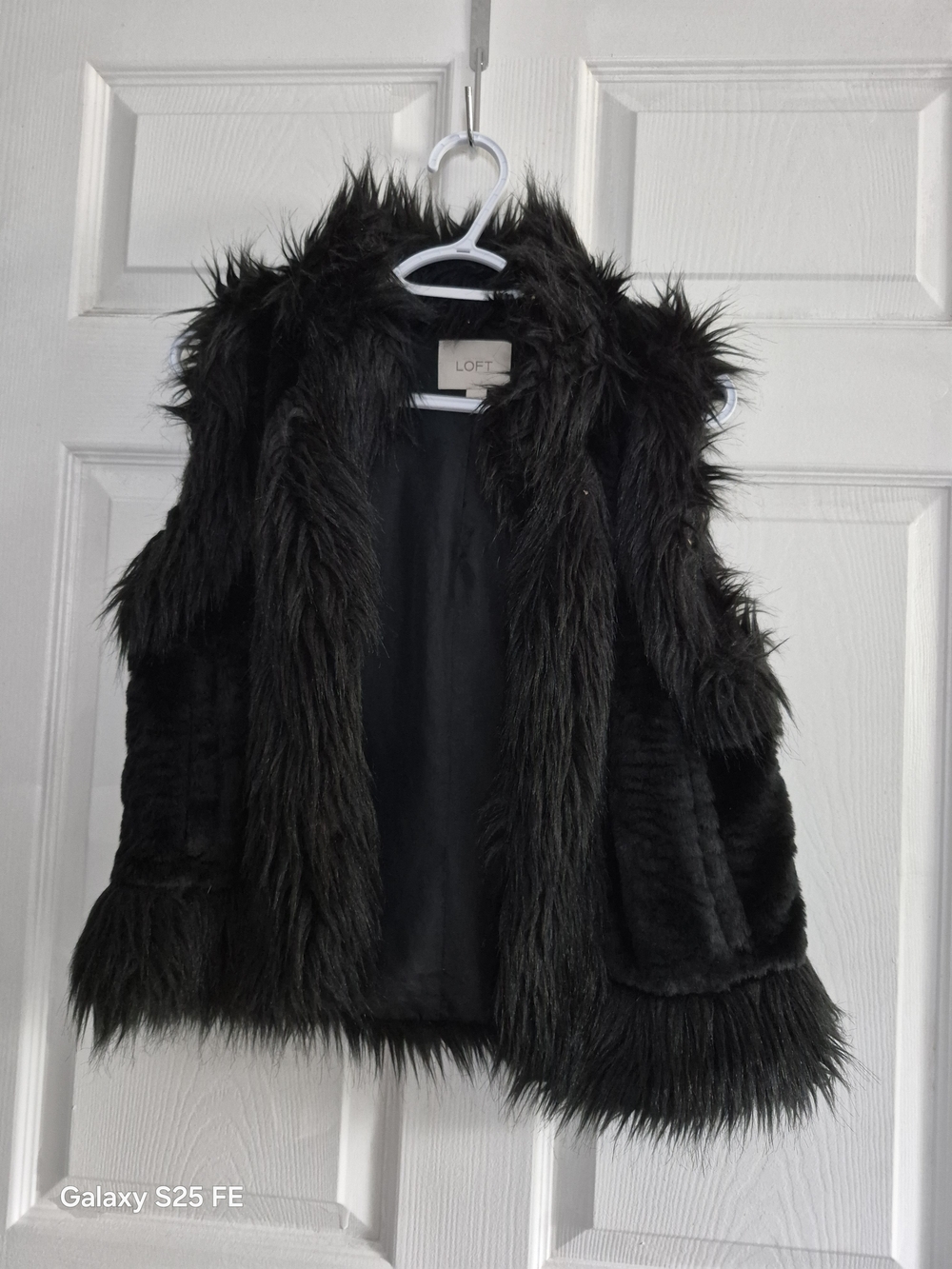 (S)LOFT Kids Black Faux Fur Vest with Textured Panels